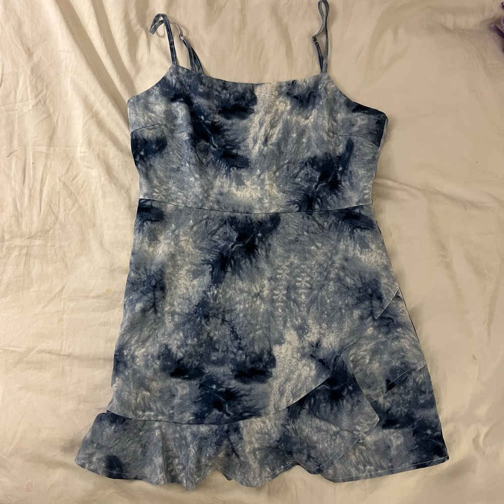 Pink Lily Blue Tie Dye Romper